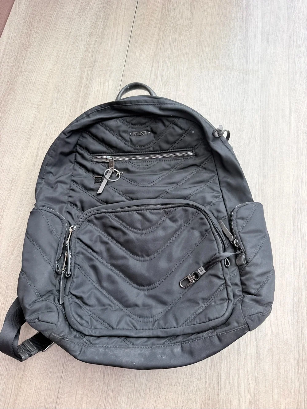 Tumi Black Quilted Nylon Backpack for Men